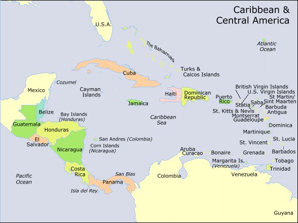 Caribbean Central America Map